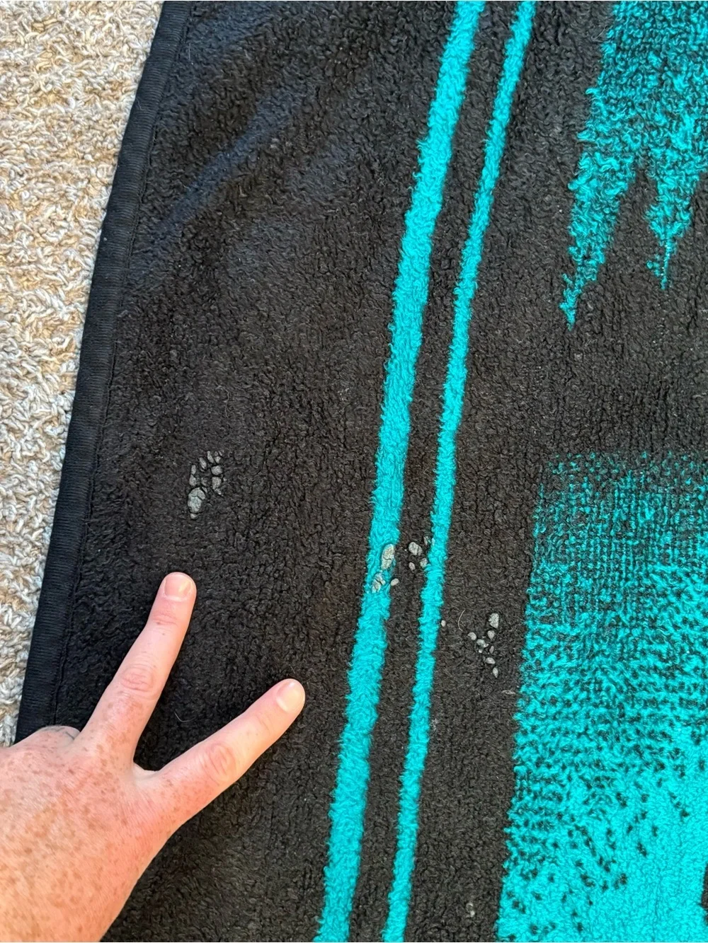 San Marcos vintage grizzly bear teal green blanket reversible 90s